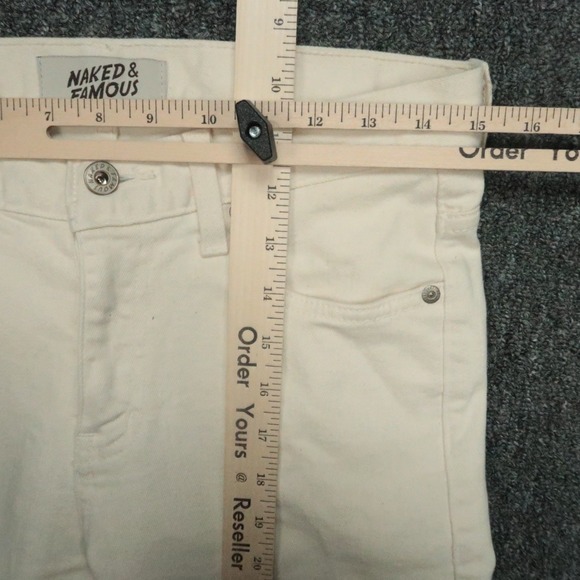 Naked & Famous Jeans Mens 30x33 Cream 5 Pocket Super Guy Natural Seed Denin - Picture 10 of 14